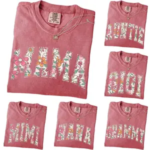 Comfort Colors Custom Mama Shirt Boho Floral Grandma Tee Personalized Nana Mimi Gigi Grammy Auntie Gift Berry Color Vintage Style Family Matching Shirt Mother’s Day Gift