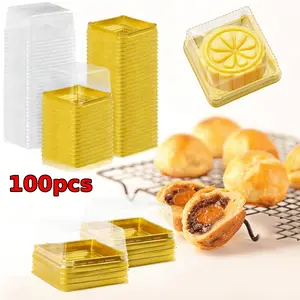 100 Set 3" Mini Cupcake Containers – Plastic Square Containers with Lids, Single Individual Container Box for Wedding, Birthday Supplies  – Stackable, Leakproof, Perfect for Mini Cupcakes, Muffins, Desserts, Candies, Party Favors