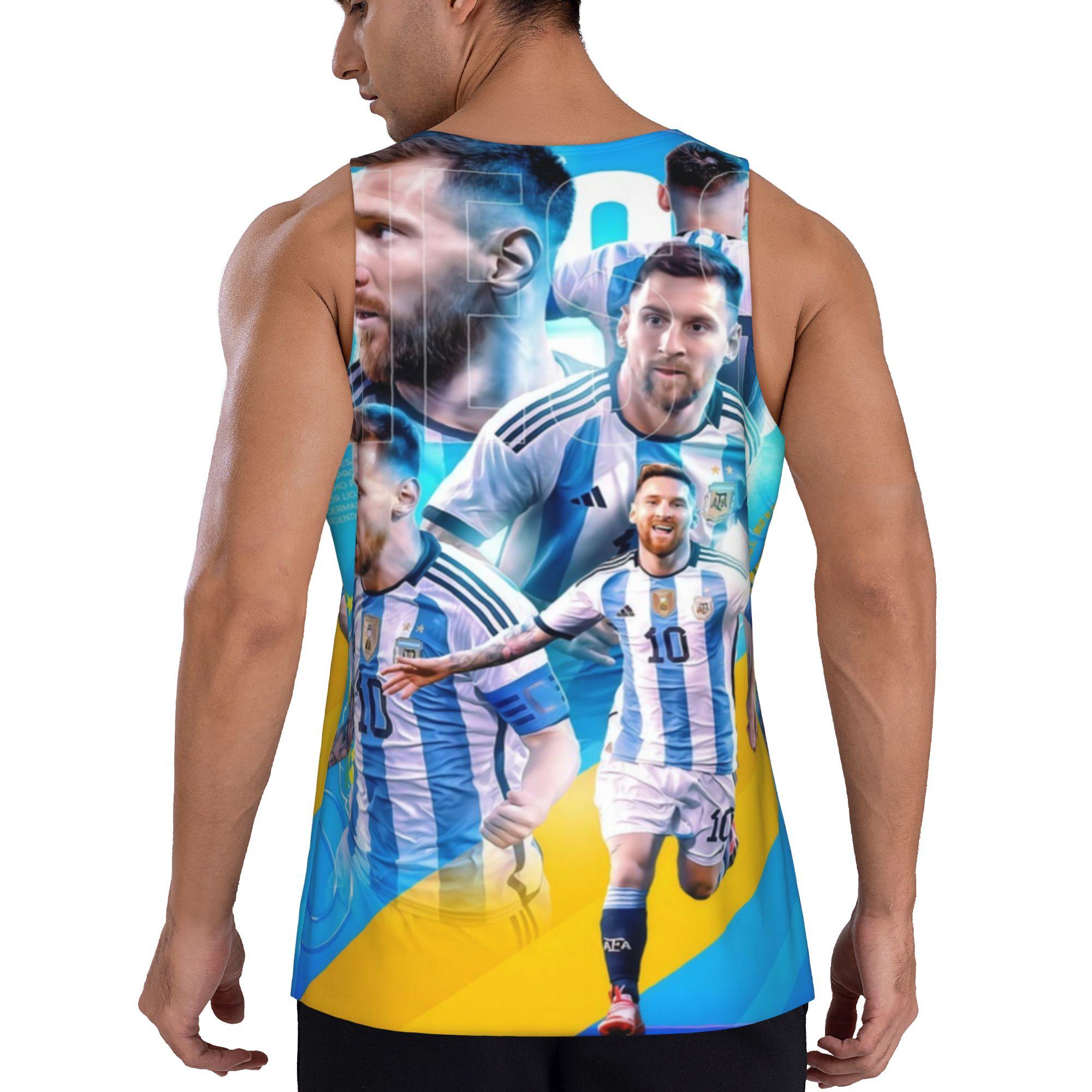 Messi's classic Argentina national team moment full-print vest Summer sports and leisure breathable