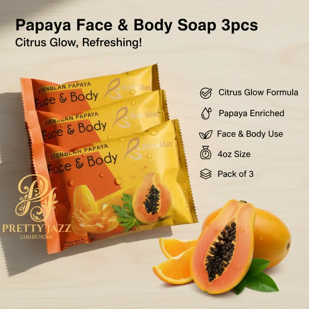 BYENBLAN Daily Glow Nourishing Soap, Scented Papaya Face & Body Bar, Alcohol-Free Gentle Cleansing for All Skin Types, 3-Pack 4 oz Heart-Shaped Bars, Aroma, Gentle Cleansing Soap, Body Wash, Acne Treatment, Body Care, Cleanser