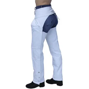 White Soft Leather Pocket Chaps w/Stretch Thigh #C949PSTW