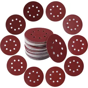 100PCS 5 Inch 8 Holes Sanding Discs 60 120 240 400 600 800 1000 1200 1500 2000 Grit Sandpaper Sander Round Sand Paper (100pcs 60-2000 grit)