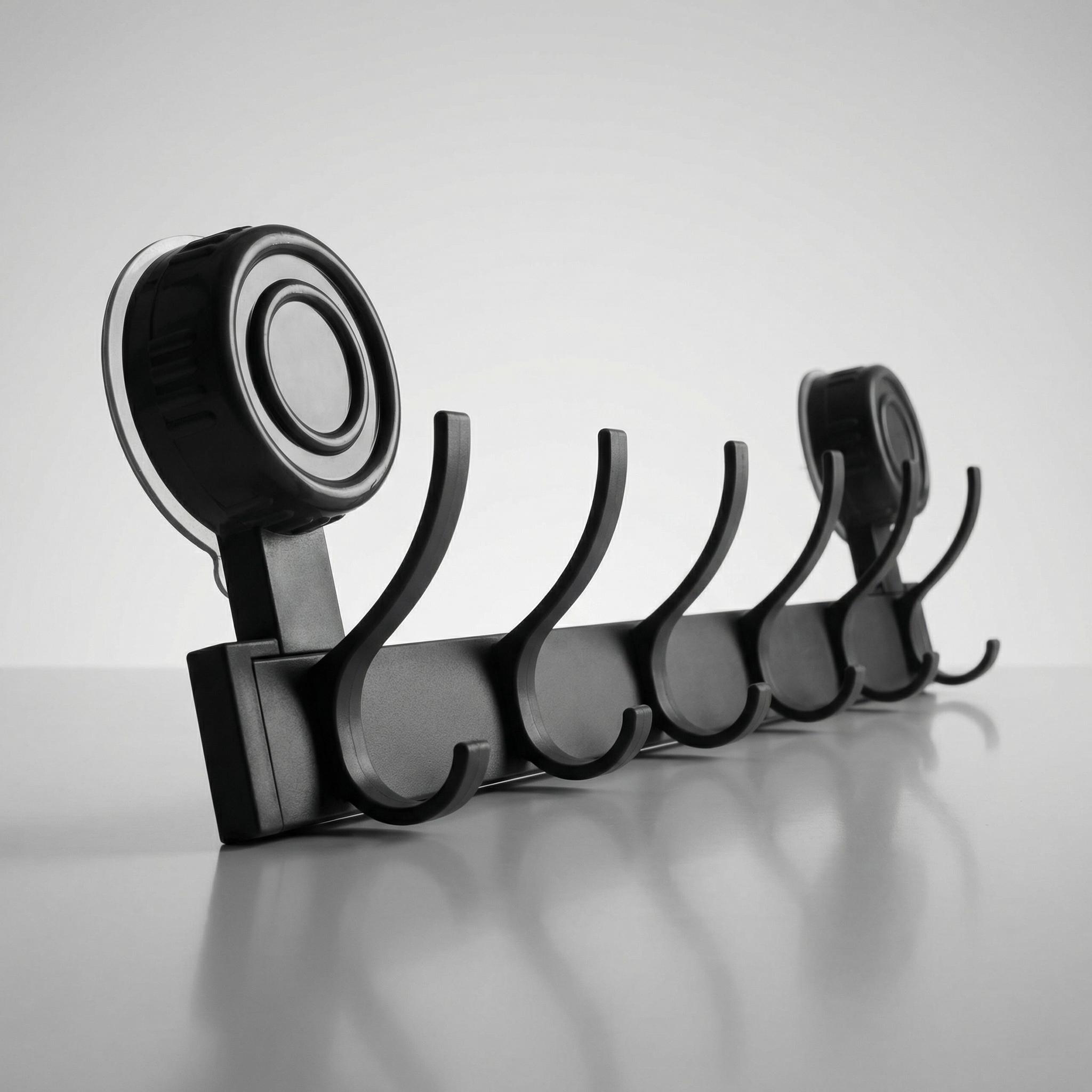 No Drill Suction Cup Hook Rack, Heavy Duty Space Aluminum Wall Hooks for Bathroom Kitchen, 10KG Load Bearing Waterproof Towel Rack