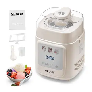 【Summervibes】VEVOR Upright Automatic Ice Cream Maker with Built-in Compressor,  1 Quart No Pre-freezing Gelato Maker & Frozen Yogurt Machine, 4 Modes Electric Sorbet-Maker, Compressor Ice Cream Machine for Home