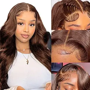 Karlami Hair Brown Lace Front Wigs Human Hair Pre Plucked Chocolate Brown 13x4 Body Wave Lace Front Wigs Human Hair with Baby Hair 150% Density Glueless Wigs Human Hair for Women 150% Density