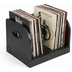 Vinyl Record Storage Rack for 65 LPs Heavy-Duty Vinyl Album Holder Storage Shelf with Handles Multi-Purpose Organizer