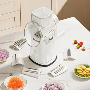 Ivory White 6-Blade Hand-Cranked Roller Kitchen Tool - Multifunctional Vegetable Cutter, Slicer, Grater, Cheese Shredder, Nut Grinder, Easy to Clean, Simplifies Meal Preparation, Ivory White 6 Blades