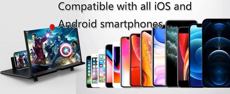 12" Screen Magnifier,3D HD Mobile Phone Magnifier Projector Screen Enlarger for Movies, Videos, and Gaming,Foldable Cell Phone Stand with Screen Amplifier,Supports All Smartphones (Black, 12inch) #TikTokShopBlackFriday