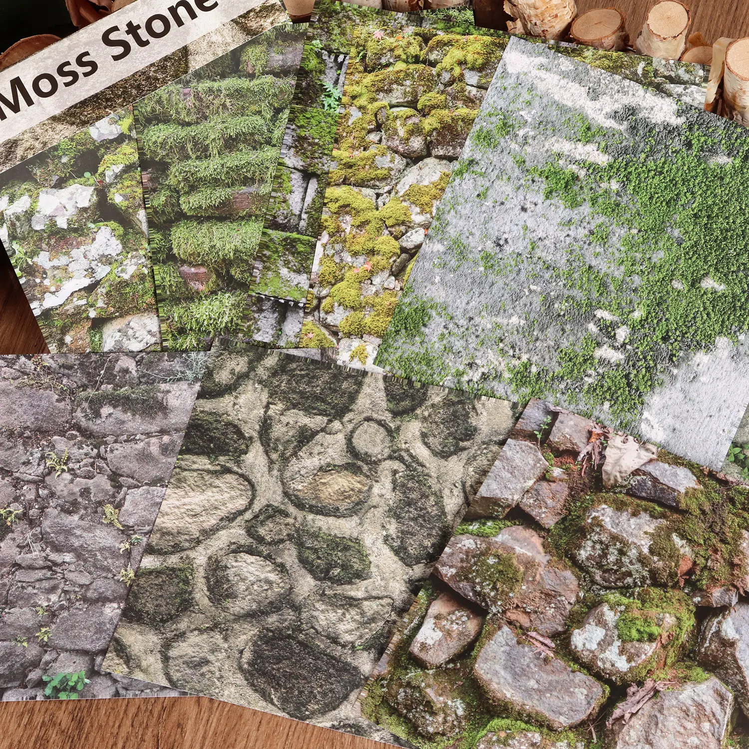 JAIIMAN 12sheets(writable paper sticker and matte sticker)Stone Wall Landscape Background Self-adhesive Scrapbook Sticker, Arts Crafts Decals, Sticker Set, for Background Pad, Scrapbooking Supplies, Paper Craft, DIY Crafts, Art Stickers