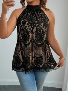 Ladies' Fashionable Chic Lace Tank Top, Strapless Backless Design, Versatile for All, Perfect for Daily and Casual Wear