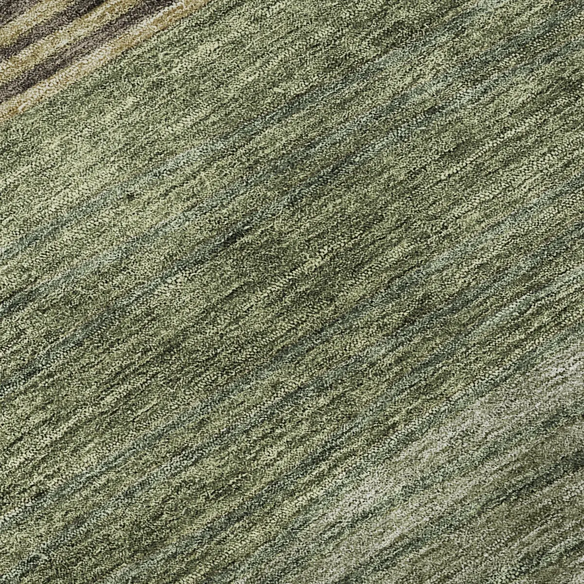 HomeRoots 662102 Machine-Washable Area Rug, 9x12 ft. Rectangle, Olive Green-Gold-Brown Striped, UV-Protected, Machine-Made Household Textile Carpet, Machine-Washable Area Rugs