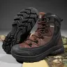 Men's High-Top Boots - Durable Lace-Up, Microfiber Synthetic Material, Rubber Soles, Rugged Style, Rugged Stitching, Robust Construction, Trekking Camping Shoes, Outdoor Trekking Footwear, Grip on Terrain, All-Season Mountain Climbing Shoes for Students