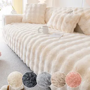 Modern Luxury Thick Faux Fur Sofa Cover, Fits Single to Four Seater, Warm Non-Slip Pet Friendly, Furniture Protector, Sofa Couch Covers