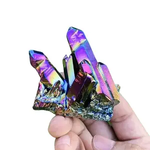 Rainbow Aura Quartz Amethyst Healing Cluster Chunks Home Decor, Crystal Mineral Rocks Specimens, Healing Crystal Cluster, Crystal Collection Gift