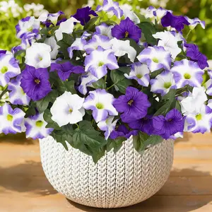 Artificial Flowers for Outdoors, Faux Petunias Realistic Spring Summer Decoration, UV Resistant Decorative Silk Flowers, Outdoor Planters, Front Door, Porch, Patio, Yard
