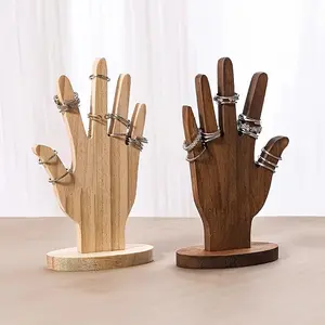 Hand Model Jewelry Display Stand  Wooden Microfiber Lining  Creative Decorative Storage  Earrings Necklace Holder  Women Bedroom Vanity Use