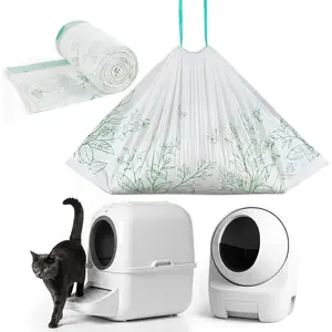 Heavy Duty  Litter Box Liners 26"x16" - Drawstring Litter Bags for Automatic Self-Cleaning Litter Boxes -Thick &  Resistant Refills for Small Trays (30 Counts)