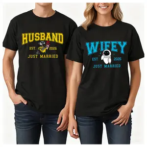 Husband Wifey Wall-E And Eva Couple T-Shirt, Vintage Wall-E Eva Just Married Couple Tee, Couple Matching Tee, 100% Cotton Valentine Shirt Gift - 1piece