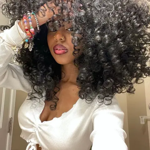 Curly Synthetic Fun Wig with Bangs, 14 Inch Medium Length, Suitable for Role Playing and Daily Use, Hair Style