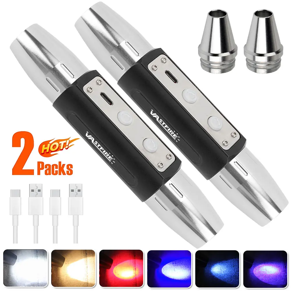 2-Pack 6LED USB Rechargeable Flashlight - Expert Tool for Jewelry Appraisal & Gemstone Inspection - Compact, Convenient, High-Intensity Light