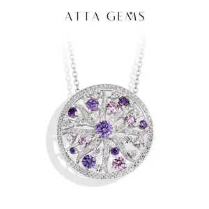 Special Style Synthetic Moissanite Colorful zircon necklace For women and girls Birthday  Gift Daily wear Fine Jewelry N027