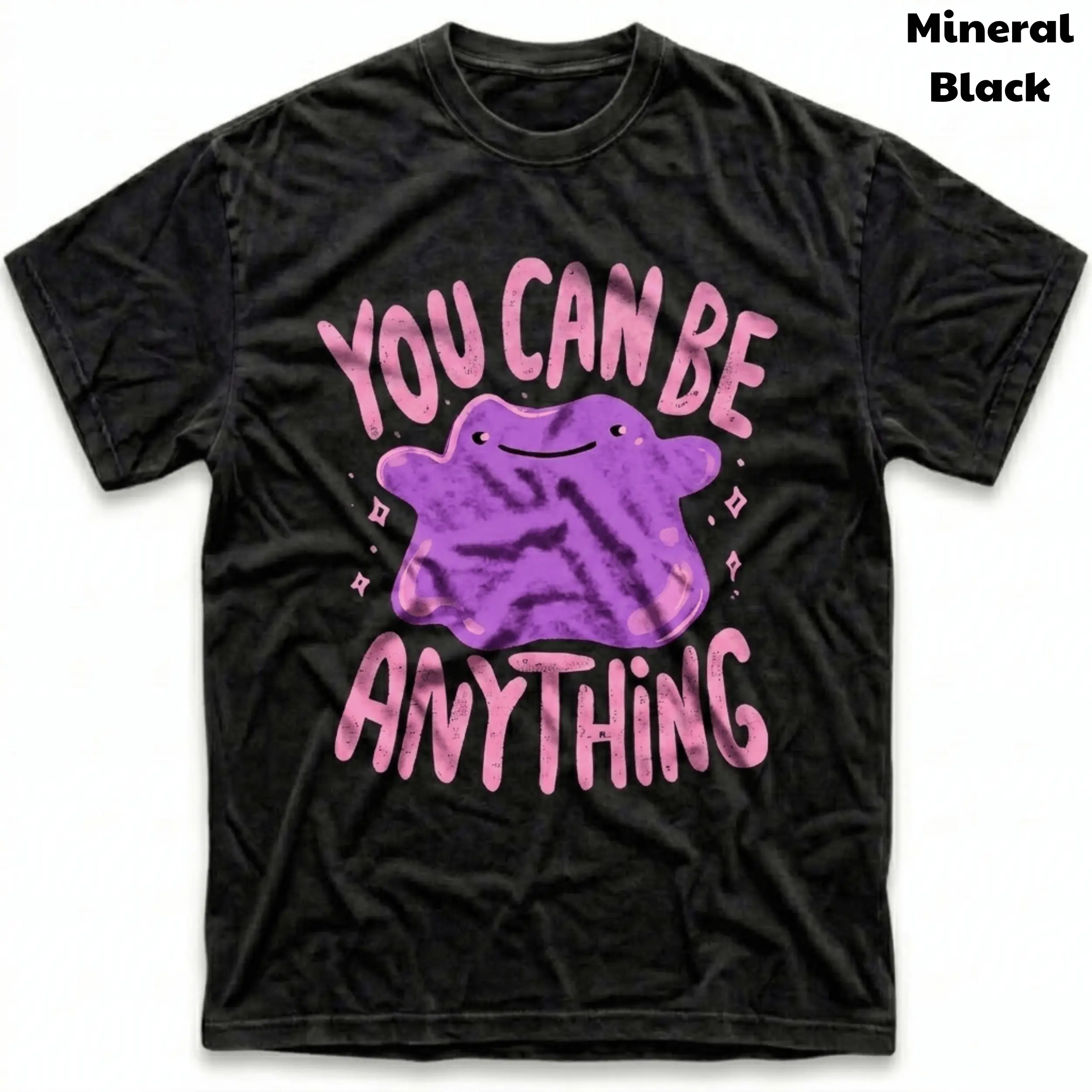 Men's and Women's T-Shirt, Vintage You Can Be Anything Graphic Tee, Pokebon Ditto T-Shirt, Unisex Gift Manga Anime Tshirt, Gothic Grunge Y2K Emo Scene Amity Affliction Style Clothes Men Women Streetwear