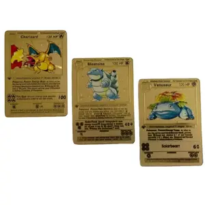 ZENTADD 3pc Starter Pokemon Gold Plated Set (Charizard,Blastoise,Venasaur) lost  found  card