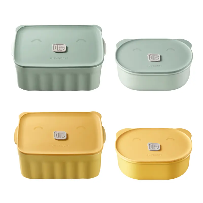 BUYDEEM 15cm/17cm Ceramic Casserole Dish with Lid - Versatile Steamer, Oven Safe, Microwave Safe, Shallow Green/Yellow CT3007