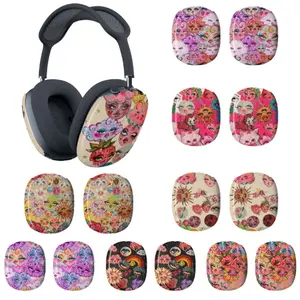Whimsical Celestial Airpods Max Case, Vibrant Moon & Floral Face Designs for Ultimate Style, Trendy Protective Covers for Cosmic Art Lovers