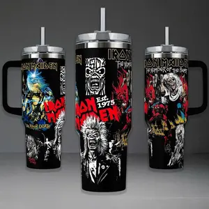 Iron Maiden Eddie the Head Tumbler, The Number of the Beast 40oz Cup with Handle, Live After Death 20oz Stainless Steel Travel Mug, Heavy Metal Fan Gift, Iron Maiden Inspired Insulated Tumbler Featuring Epic Eddie Mascot Design.