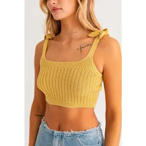 LE LIS Shoulder Tie Knit Tank Strap Fabric