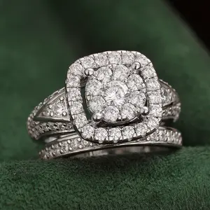 925 Sterling Silver Ten-ring Set, With Luxurious Princess Square Design, Two-piece Set, Can Be Layered And Worn Separately, Suitable For Daily Wear, Weddings, Parties, As A Gift For Girlfriend On Valentine's Day.