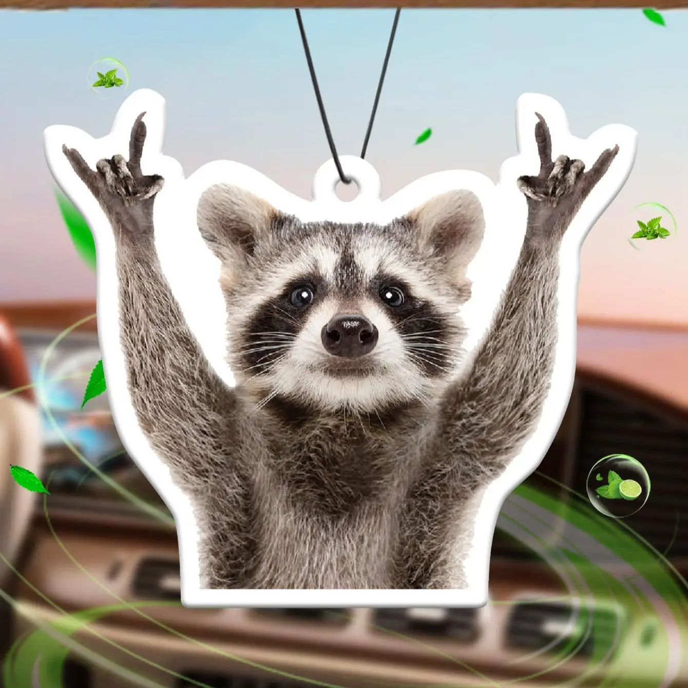 Cute Raccoon Design Air Freshener Car Perfume, Rear-view Mirror Hanging Aromatherapy Tablet, Accessories, Decoration, Room Decor, Car Smell Products,