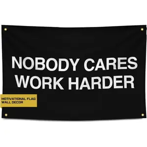 Nobody Cares Work Harder Motivational Gym Banner - Inspire Your Workout with this Banner - Perfect Fitness Wall Decor for Gym, Dorm - Stay Motivated with Cool Motivation Art - 3x5 Feet Ornaments