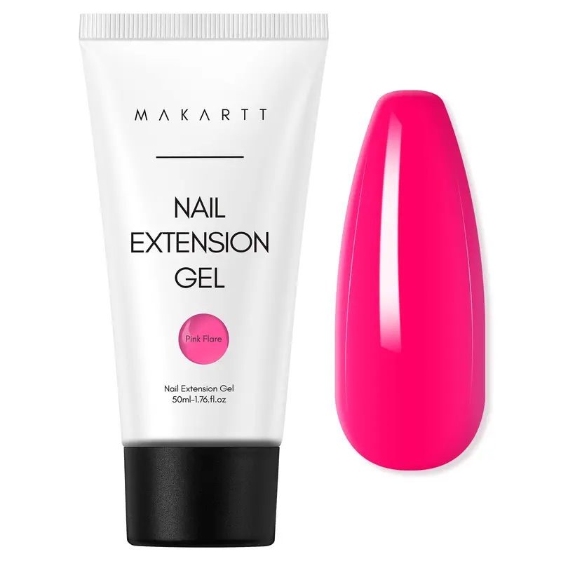 Makartt 50ml Flawless Polygel Builder Gel - Dazzling Pink Color Variant, Durable Hard Strengthener for Adult Care, DIY Nail Extensions, Salon 3D Sculpting Nail Supplies