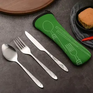 Camping Cutlery Set, Stainless Steel Travel Utensils with Spoon, Fork & Knife, Portable Set for Picnic, Hiking & Office Lunch