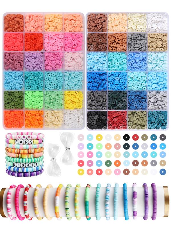 4800pcs Soft Clay Beads Bracelet Making Kit, Friendship Bracelet Set, Flat Beads for Jewelry DIY, Necklace Handmade Gift, Bead Assortment