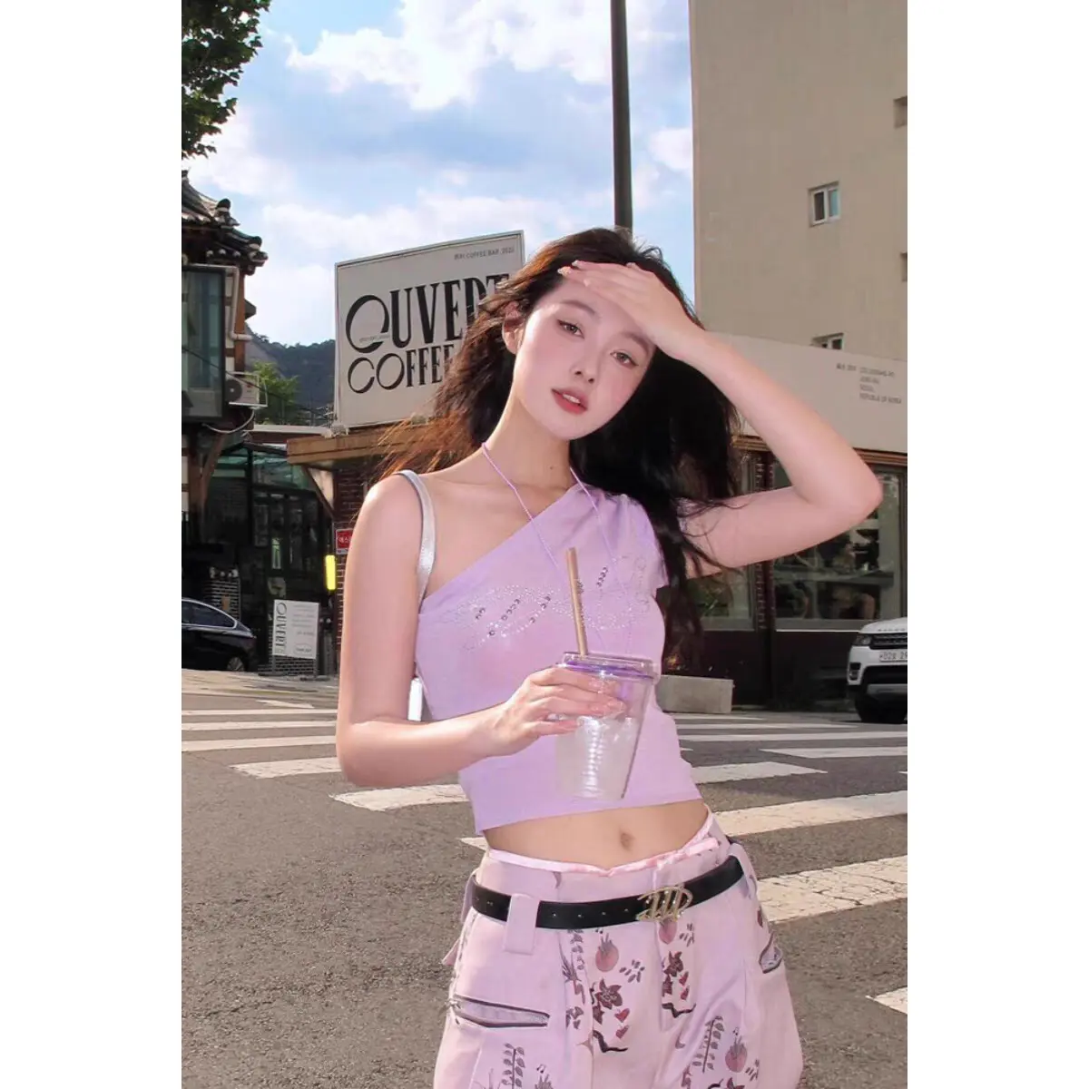 LILAC DREAM ONE-SHOULDER TOP