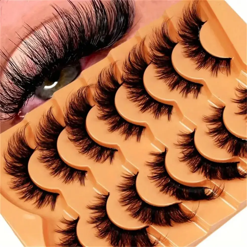 Cat's Eye Eyelashes, Elongated Outer Corners, Fluffy False Eyelashes, Long & Curly False Lashes, Hypoallergenic, 7 Pairs, Perfect for Dramatic Looks