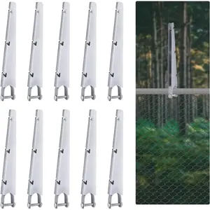 10 Pack 15.7" Barbed Wire Arm for /8" Chain Link Fence, U Bracket Design, Galvanized Steel Fence Height Extender for Garden Outdoor,Sliver