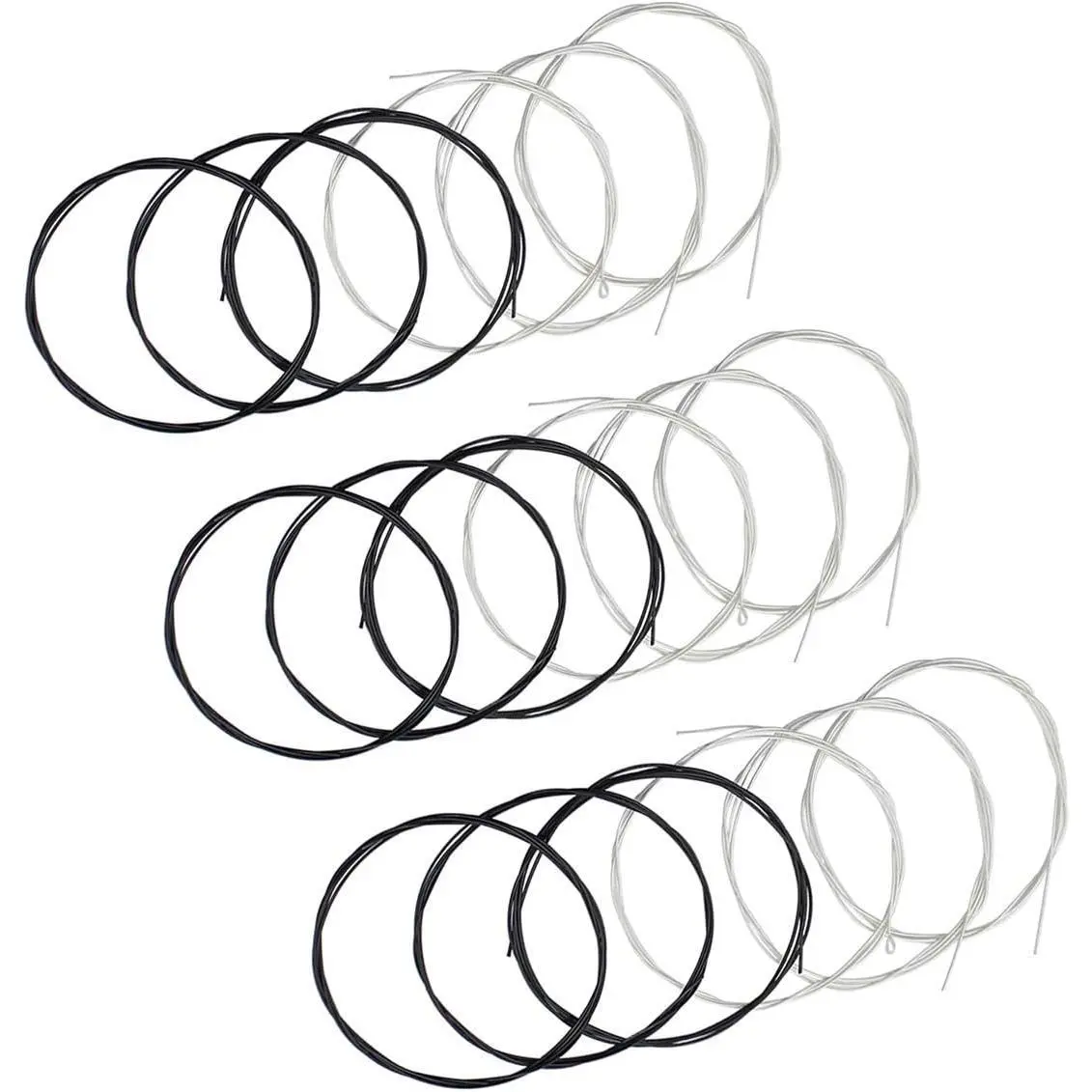 Classical Guitar Strings 3 full sets with Black Nylon for E-1st B-2nd G-3rd and Nylon Core -Plated Copper  for D-4th A-5th E-6th