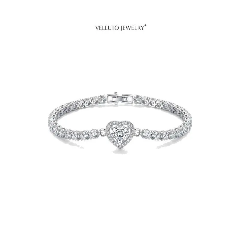 SILVER PLATED  MOISSANITE 1.0CTW VVSD Color - Charming - Sentimental Gift - Silver Plated Bracelet