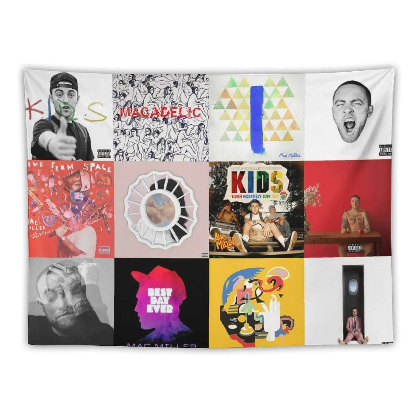 Hip Hop Album Collage Tapestry Music Fan Wall Hanging for Bedroom & Dorm Decor