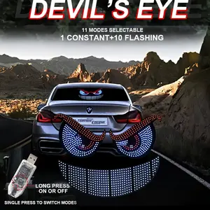 LED Devil's Eye Light for Car Truck Windshields 10 Modes Dynamic and Flickering Effects 12x5 Inches USB Plug Ambient Lighting Accessory