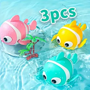 3-Piece Kids Water Toys Set, Spring-Loaded Clownfish Design, Ideal Gift for Holidays & Memorabilia, Indoor/outdoor Use, Summer Bathtub Fun