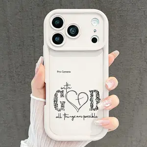 With God All Things Are Possible Heart Cross Phone Case for iPhone 11/12/13/14/15/16/17 Pro Max Plus & 17 Air, Christian Religious Shockproof Case TYJT260409018