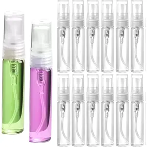 Refillable 5ml Mini Glass  Bottle, 10 count Travel Size Perfume Atomizer for Refilling & Sampling, Empty Small Essential Oil Sprayer Containers, Leak Proof Mist Bottles for Travel