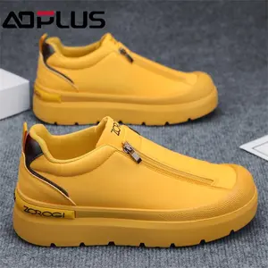Men's side-zip classic solid-color casual sports shoes, available in multiple colors, with durable sole, classic and fashionable design, highly versatile and trendy.