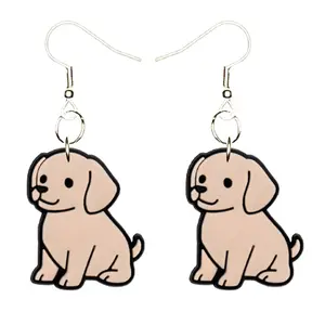 Labrador Retriever Earrings Hypoallergenic Silver Plated Fishhooks Happy Yazzle Dazzle Woof Bark Doggy Chew Puppy Dog