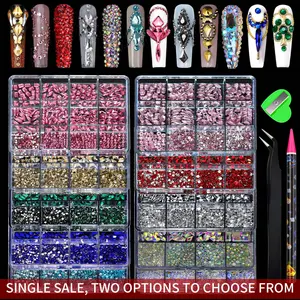 12grid/box Mixed Resin Bowknot Nail Charms, 3D Colorful Bow Kawaii Sparkly Rhinestone, DIY Manicure Parts, Pen Tweezer, Nail Art Decorations, Nail Art Gems